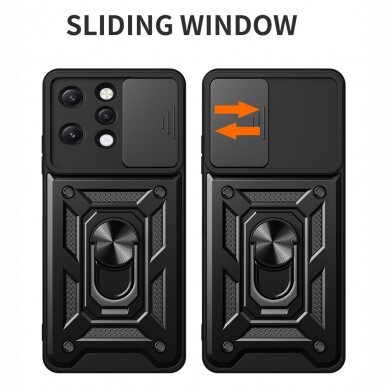 Xiaomi Redmi 12 juoda RING ARMOR WITH CAMSHIELD nugarėlė 1