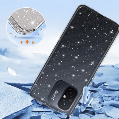 XIAOMI REDMI 12C clear Crystal Glitter nugarėlė 2