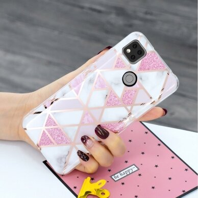 Xiaomi Redmi 9C/10A Tracy nugarėlė Geometric pink marble 3