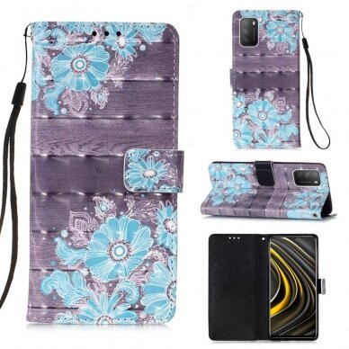 XIAOMI REDMI 9T /POCO M3 Tracy fashion 3D dėklas Blue Flower 4