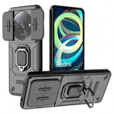 XIAOMI REDMI A3 black RING ARMOR WITH CAMSHIELD nugarėlė