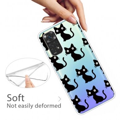 XIAOMI REDMI NOTE 11/11S Tracy clear nugarėlė Black Cats 2