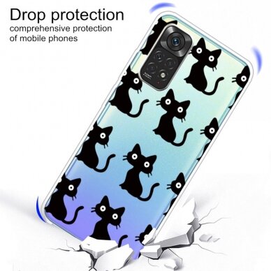 XIAOMI REDMI NOTE 11/11S Tracy clear nugarėlė Black Cats 3