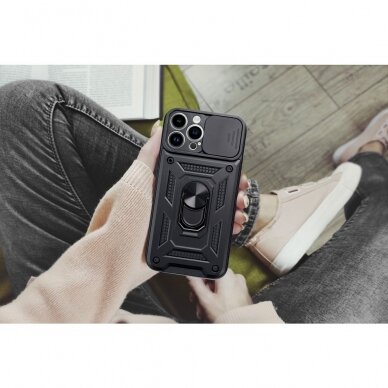 Xiaomi Redmi Note 12 PRO 5G /POCO X5 PRO black RING ARMOR WITH CAMSHIELD nugarėlė 5