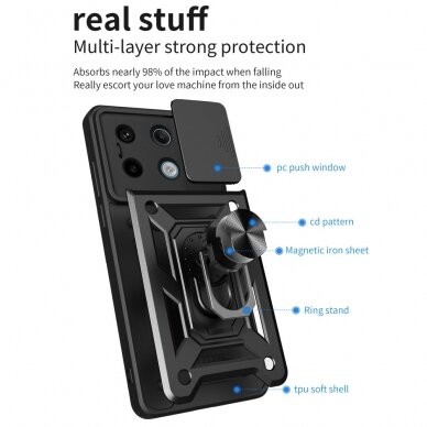 Xiaomi Redmi Note 13 Pro 5G / Poco X6 5G black RING ARMOR WITH CAMSHIELD nugarėlė 7