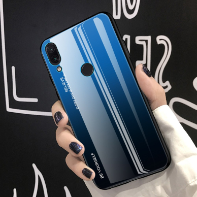 XIAOMI Redmi Note 7 mėlyna+juoda tracy GLASS nugarėlė 3