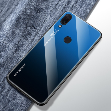 XIAOMI Redmi Note 7 mėlyna+juoda tracy GLASS nugarėlė 4