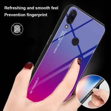 XIAOMI Redmi Note 7 mėlyna+rožinė tracy GLASS nugarėlė 2