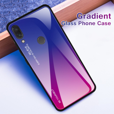 XIAOMI Redmi Note 7 mėlyna+rožinė tracy GLASS nugarėlė 5