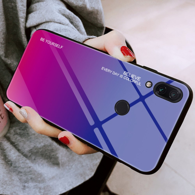 XIAOMI Redmi Note 7 mėlyna+rožinė tracy GLASS nugarėlė 7