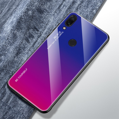 XIAOMI Redmi Note 7 mėlyna+rožinė tracy GLASS nugarėlė 6