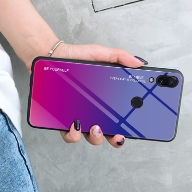 XIAOMI Redmi Note 7 mėlyna+rožinė tracy GLASS nugarėlė 9