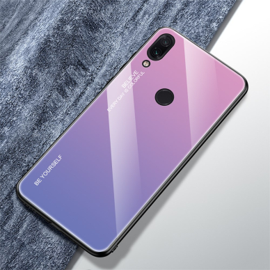 XIAOMI Redmi Note 7 rausva+alyvinė tracy GLASS nugarėlė 1