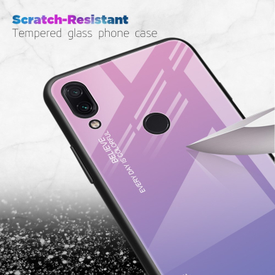 XIAOMI Redmi Note 7 rausva+alyvinė tracy GLASS nugarėlė 2