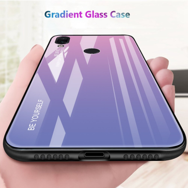 XIAOMI Redmi Note 7 rausva+alyvinė tracy GLASS nugarėlė 3