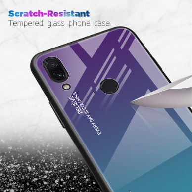 XIAOMI Redmi Note 7 violetinė+mėlyna tracy GLASS nugarėlė 3