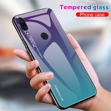 XIAOMI Redmi Note 7 violetinė+mėlyna tracy GLASS nugarėlė 5