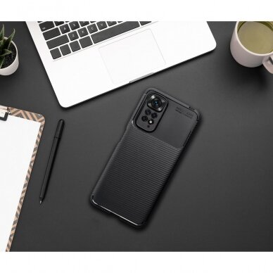 Xiaomi Redmi Note 9 black CARBON FIBER nugarėlė 14