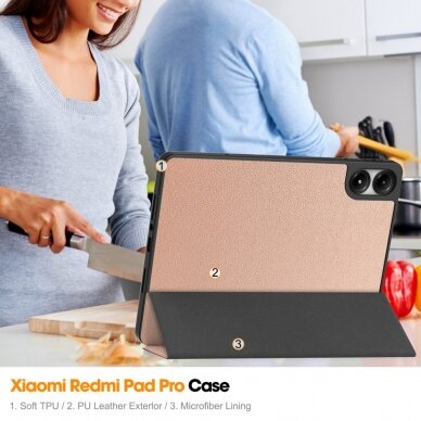 Xiaomi Redmi Pad Pro 12.1" rose gold TRIFOLD dėklas 7