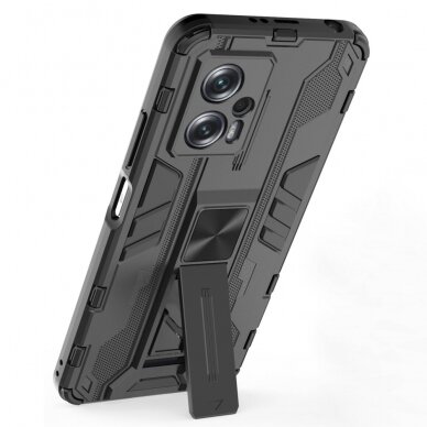 XIAOMI REDMI POCO X4 GT juoda ARMOR METAL WITH STAND nugarėlė 1